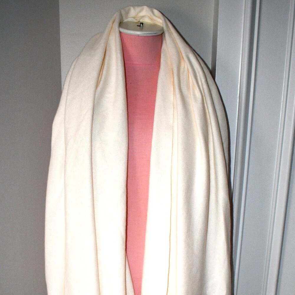 Sasso + Smyth Ivory Fringe Long Scarf # DSB201IVY NWT  70% Polyester 30% Viscose